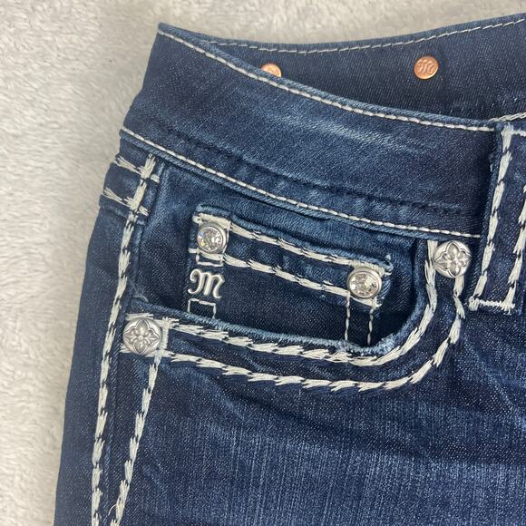 Miss Me Chloe Boot Dark Wash Jeans Sz 29 Altered Cropped to 23" Inseam Capri - Picture 8 of 11